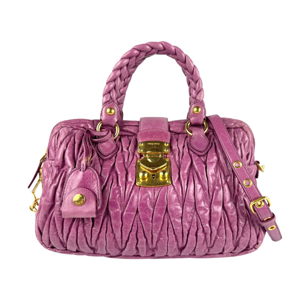 Miu Miu handbag shoulder bag matelass leather purple
